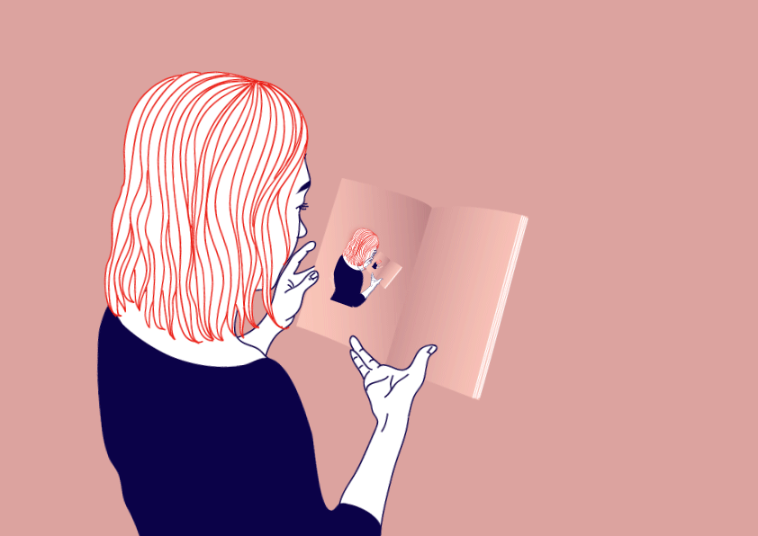 girl reading GIF