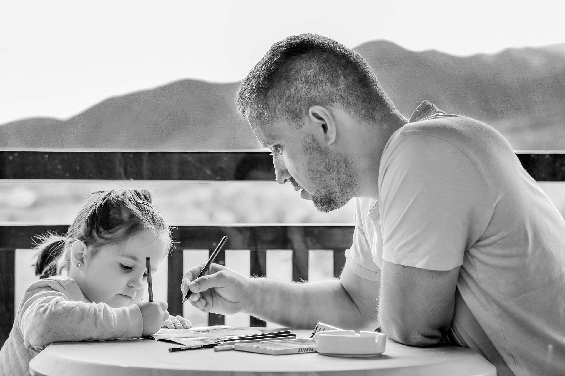 girl with her father