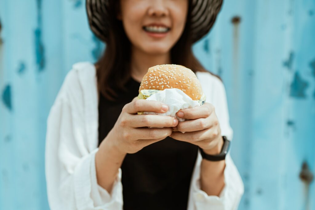 a girl eating