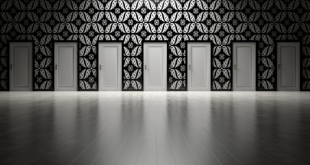 closed doors in line
