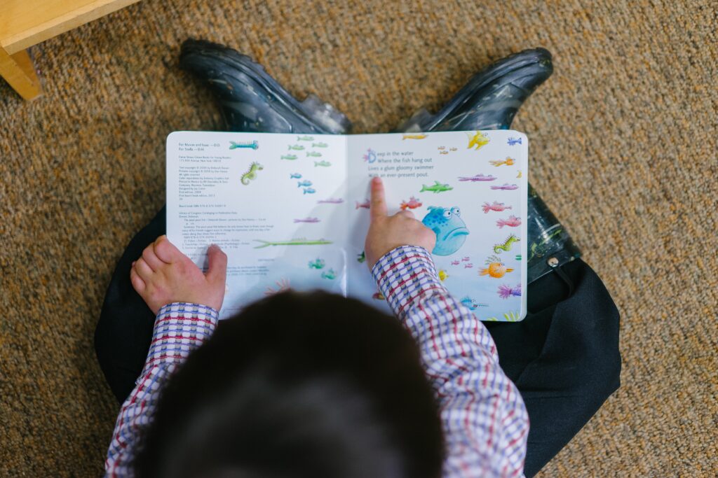 a kid reading